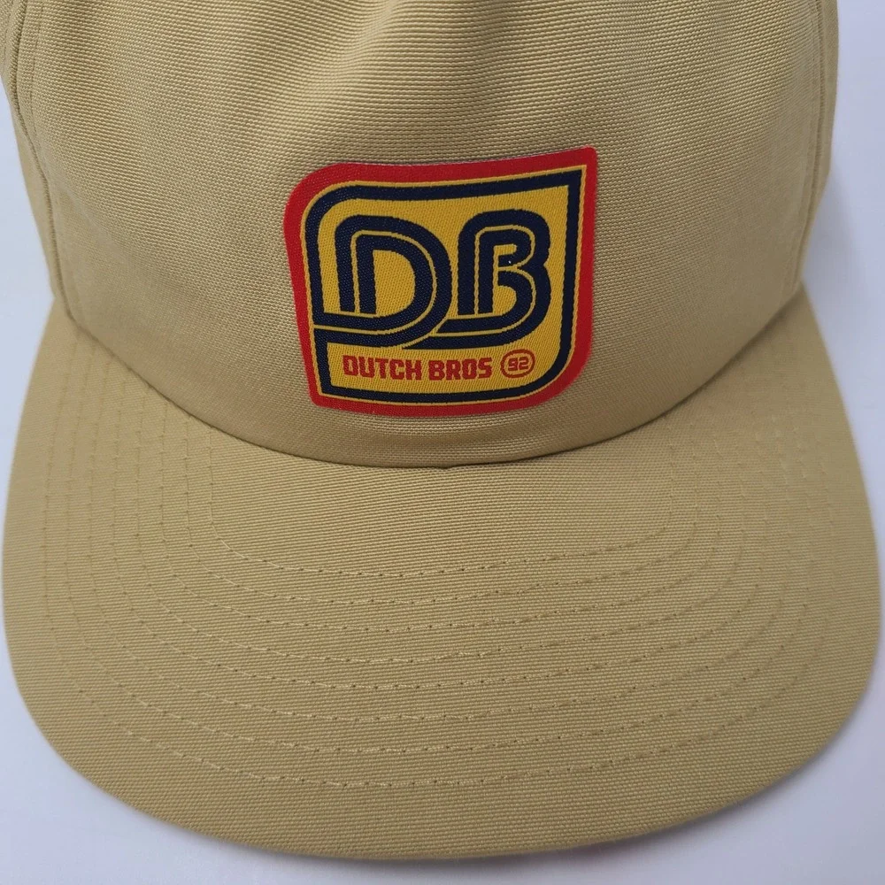 Dutch Bros Hat Snapback Gold Yellow Red Logo Patch Coffee Casual Hipster Men